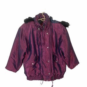 Ski Jacket Vintage Current Seen Womens Maroon Faux Fur Removable Hood size Large